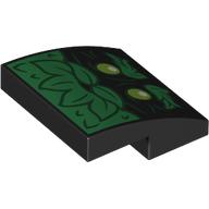 Деталь LEGO Slope Curved 2 x 2 x 2/3 with Green Leaves Face print, Черный