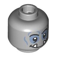 Деталь LEGO Minifig Head Orc Rogue, Sand Blue Eyeshadow, Wrinkles, Neutral, White Fangs, Светлый сине-серый