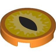 Деталь LEGO Tile Round 2 x 2 with Yellow/Bright Light Yellow, Black Pupil print, Оранжевый