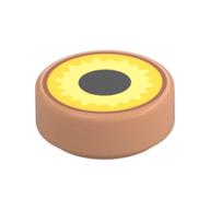 Деталь LEGO Tile Round 1 x 1 with Yellow/Bright Light Yellow, Black Pupil print, Телесный