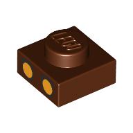 Деталь LEGO Plate 1 x 1 with Bright Light Orange Eyes print, Красно-коричневый