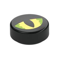 Деталь LEGO Tile Round 1 x 1 with Lime/Bright Light Yellow, Black Pupil print, Черный