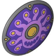 Деталь LEGO Minifig Shield Round Bowed with Lavender Beholder on Dark Purple Field print, Темный сине-серый