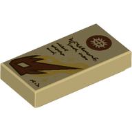 Деталь LEGO Tile 1 x 2 with Scroll/Parchment with Magic Missile Spell print, Песочный
