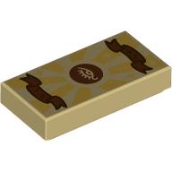 Деталь LEGO Tile 1 x 2 with Scroll/Parchment with Invisibility Spell print, Песочный