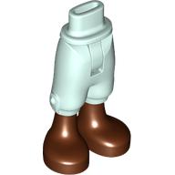 Деталь LEGO Minidoll Hips and Cropped Trousers with Reddish Brown Boots print, Светлый морской волны