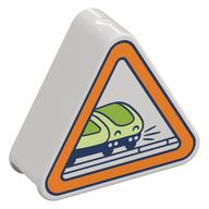Деталь LEGO Duplo, Brick 1 x 3 x 2 Triangle Road Sign with Pedestrian Crossing Warning Print, Белый