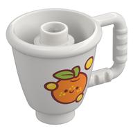 Деталь LEGO Duplo Cone / Ice Cup with Orange, Yellow Bubbles print, Белый
