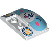 Деталь LEGO Slope Curved 3 x 4 x 2/3 Triple Curved with Medium Azure Dog Face, Headlights print, Белый