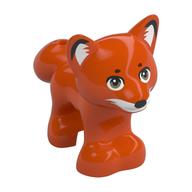 Деталь LEGO Animal, Fox with Black Nose, Ears, White Face, Ears, Nougat Eyes print, Красно-оранжевый