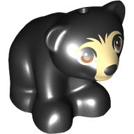 Деталь LEGO Animal, Bear, Small with Hole in Top, Nougat Eyes, Tan Face print, Черный