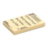 Деталь LEGO Tile 2 x 3 with Checklist, 'STUDENS' print, Песочный