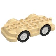 Деталь LEGO Duplo Car Base 4 x 8 with Four Black Wheels and White Hubs, Песочный