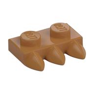 Деталь LEGO Plate Special 1 x 2 with Three Teeth [Tri-Tooth], Средне-темный телесный