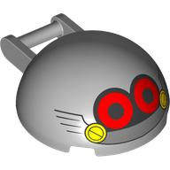 Деталь LEGO Windscreen 4 x 4 x 1 2/3 Canopy Half Sphere with Handle with Robotnik Face print, Светлый сине-серый