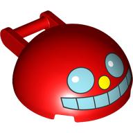 Деталь LEGO Windscreen 4 x 4 x 1 2/3 Canopy Half Sphere with Handle with Robotnik Face print, Красный