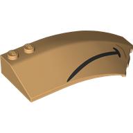 Деталь LEGO Wedge Curved 8 x 3 x 2 Open Right with Black Stripe (Mouth) print, Теплый песочный