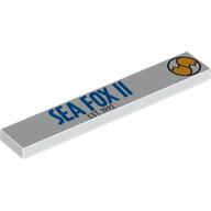 Деталь LEGO Tile 1 x 6 with Blue 'SEA FOX II', 'EST. 1992', Logo print, Белый