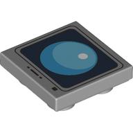 Деталь LEGO Tile Special 2 x 2 Inverted with Computer Screen, Bright Light Blue Sphere on Black Background print, Светлый сине-серый