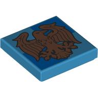Деталь LEGO Tile 2 x 2 with Copper Raven, Ravenclaw Crest print, Темно-лазурный