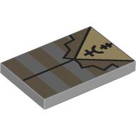 Деталь LEGO Tile 2 x 3 with Dark Tan Striped Prison Shirt, Black Symbols print, Светлый сине-серый