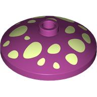 Деталь LEGO Dish 3 x 3 Inverted with Yellowish Green Spots print, Пурпурный
