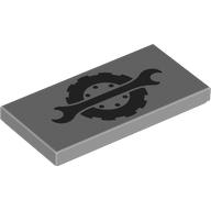 Деталь LEGO Tile 2 x 4 with Black Wrench, Tire print, Светлый сине-серый
