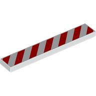 Деталь LEGO Tile 1 x 6 with Red Danger Stripes print, Белый