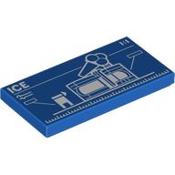 Деталь LEGO Tile 2 x 4 with Blueprint of Ice-cream Parlor print, Голубой