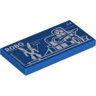 Деталь LEGO Tile 2 x 4 with Blueprint of Robot World print, Голубой
