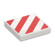 Деталь LEGO Tile 2 x 2 with Red Danger Stripes print, Белый
