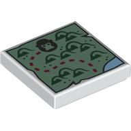 Деталь LEGO Tile 2 x 2 with Map, Trail, Monkey / Gorilla print, Белый