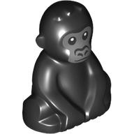 Деталь LEGO Animal, Gorilla, Baby with Dark Bluish Grey Face print, Черный