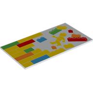 Деталь LEGO Tile 8 x 16 with LEGO Bricks, Wall, Yellow Minifig print, Белый