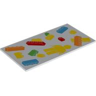 Деталь LEGO Tile 8 x 16 with LEGO Bricks, Yellow Minifig print, Белый