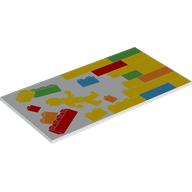Деталь LEGO Tile 8 x 16 with LEGO Bricks, Wall, Yellow Minifig print, Белый