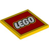 Деталь LEGO Tile 4 x 4 with LEGO Logo print, Желтый