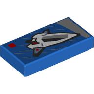 Деталь LEGO Tile 1 x 2 with LEGO Set Box, Spaceship print, Голубой