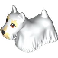 Деталь LEGO Animal, Dog, Longhaired with Tan Spots, Reddish Brown Eyes, Tongue print, Белый