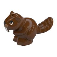 Деталь LEGO Animal, Beaver, Sitting with White Teeth. Nougat Nose, Eyes print, Красно-коричневый