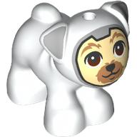 Деталь LEGO Animal, Dog, Pug - Standing with Space Suit, Tan Face print, Белый