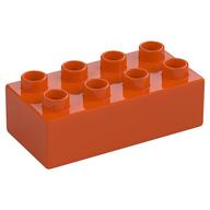 Деталь LEGO Кирпичик 2 x 4, Красно-оранжевый