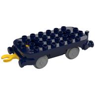 Деталь LEGO Duplo Train Base 4 x 8 with Light Bluish Gray Train Wheels and Yellow Moveable Hook (New Version), Темно-синий