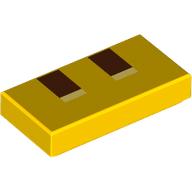 Деталь LEGO Tile 1 x 2 with Pixelated Reddish Brown Eyes print, Желтый