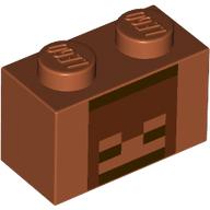 Деталь LEGO Brick 1 x 2 with Reddish Brown Creeper Face print, Темно-оранжевый