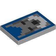 Деталь LEGO Tile 2 x 3 with Pixelated Wolf print, Светлый сине-серый