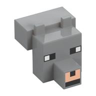 Деталь LEGO Animal Body Part, Head Blocky with Pixelated Face with Thin Eyes Print (Wolf), Светлый сине-серый