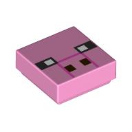 Деталь LEGO Tile 1 x 1 with Pixelated Pig Face print, Ярко-розовый