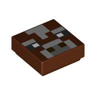 Деталь LEGO Tile 1 x 1 with Pixelated Cow Face, Dark Bluish Grey/Light Bluish Grey print, Красно-коричневый