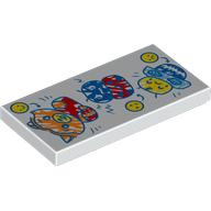 Деталь LEGO Tile 2 x 4 with Child Drawing of Pig, Ladybug, Bee print, Белый